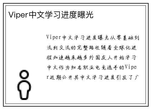 Viper中文学习进度曝光