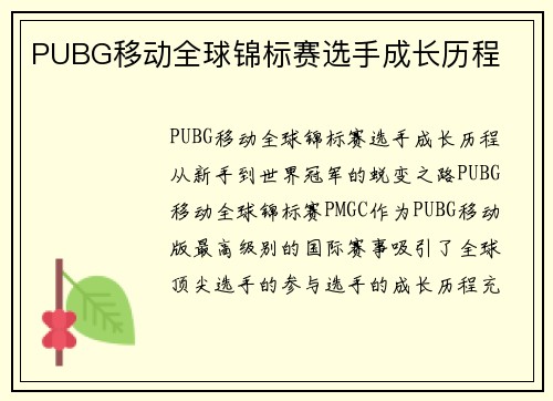 PUBG移动全球锦标赛选手成长历程