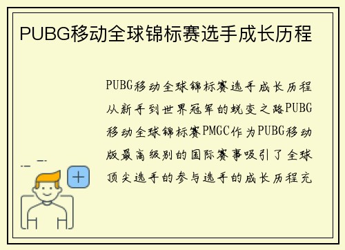 PUBG移动全球锦标赛选手成长历程